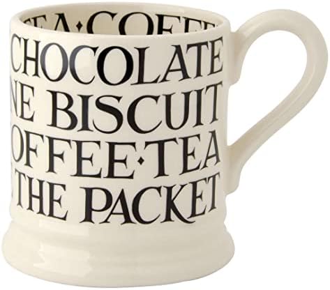 Emma Bridgewater Boho Handmade Ceramic Black Toast Chocolate Biscuit Coffee Tea Script Gift Half-Pint Mug