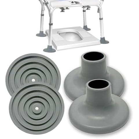 Toilet Chair Safety Replacement Feet, Shower Stools and Transfer Bench Anti-Slip Cap Mat for Elderly Disable,4 Pcs(1-1/8") Cover