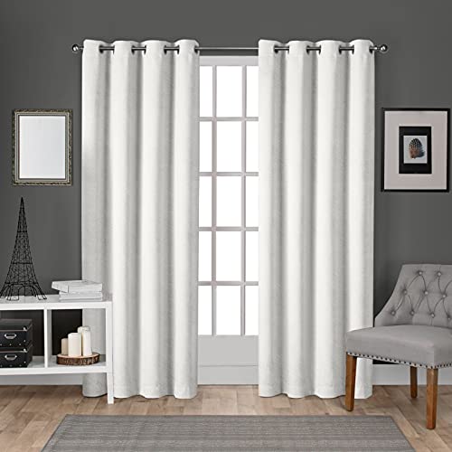 Exclusive Home Velvet Heavyweight Light Filtering Grommet Top Curtain Panel Pair, 54"x108", Winter White