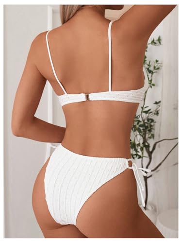 SweatyRocks Women's Ribbed High Cut Bikini Set Bow Tie Side String 2 Piece Swimsuit Bathing Suit2