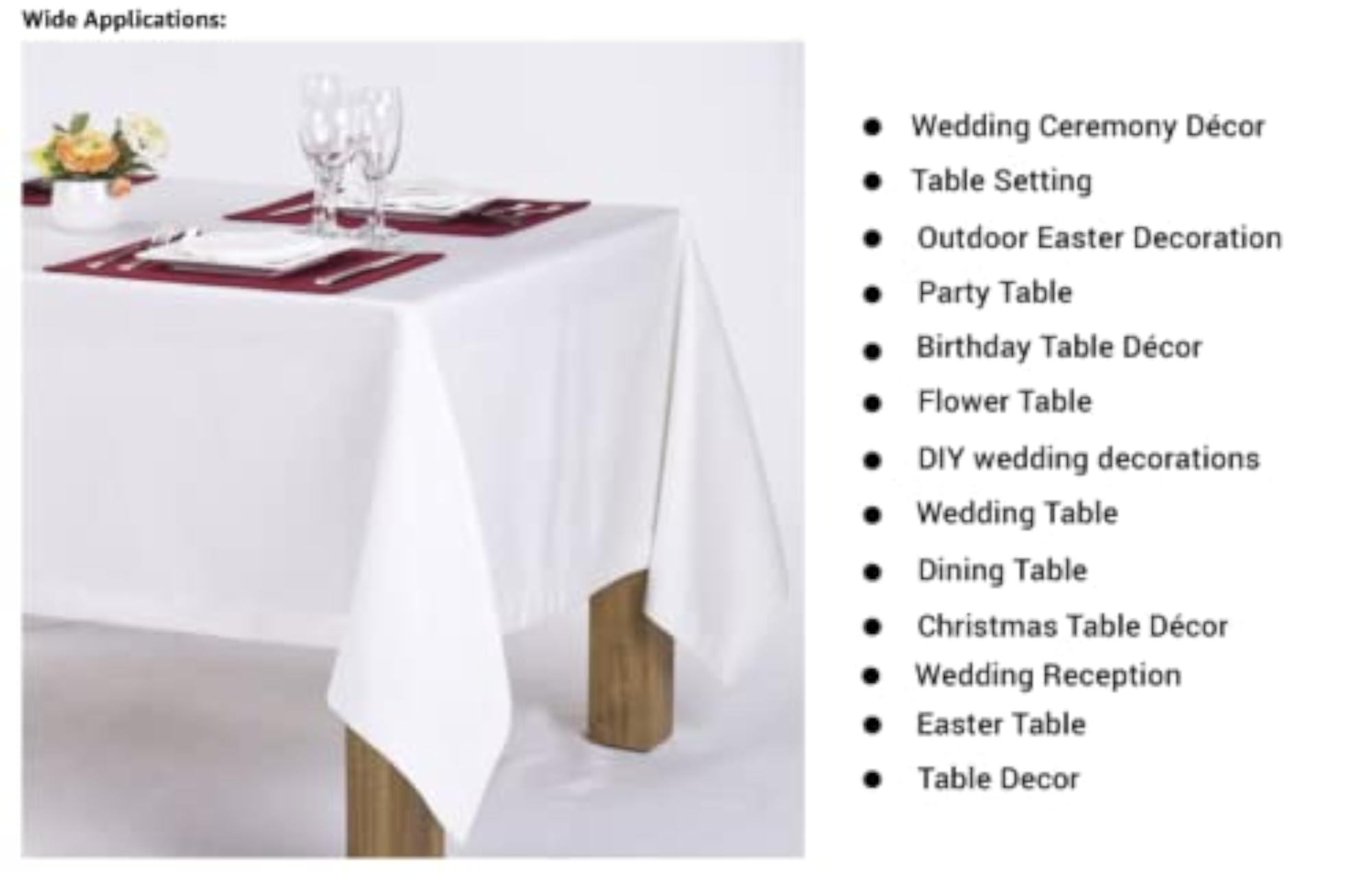 60 x 126-Inch Rectangular Polyester Tablecloth for Parties