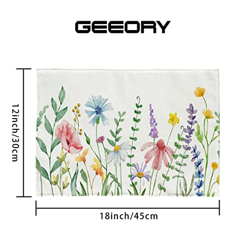 Geeory Flower Spring Placemats 12X18 Inch Set Of 4 Summer Table Place Mats Farmhouse Rustic Holiday Kitchen Dining Decoration For Indoor Outdoor Dinner Party Décor Gp023 #TOP5