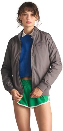 Members Only Women's Classic Iconic Racer Jacket | Slim Fit | Large Grey