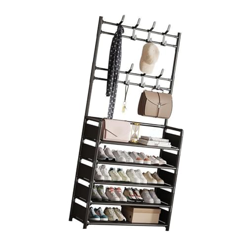 Étagère à chaussures en fer durable noire avec 5 niveaux - 2