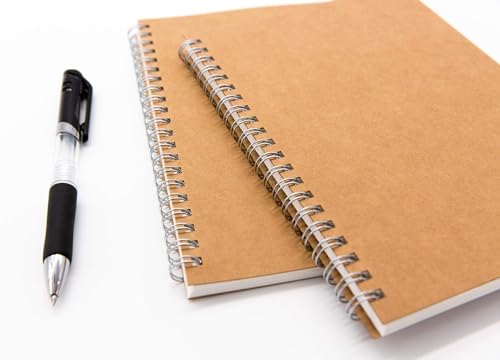 Red Dot Gift®1 Pack A5 Brown Notebooks,Soft Cover Spiral Notebook Journal,Blank Sketch Book Pad, Wirebound Memo Notepads Diary Notebook Planner with lined Paper.