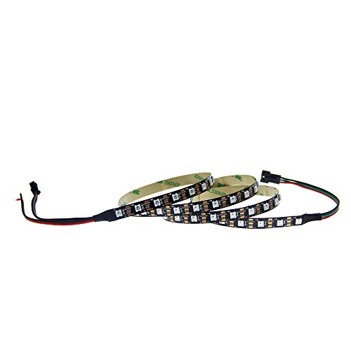 ALITOVE 3.2ft 60 Pixels WS2812B Individual Addressable RGB LED Strip Light Programmable WS2811 IC Built-in 5050 LED Rope Lamp DC5V Black PCB Non-Waterproof Compatible with Arduino, Raspberry Pi - Thumbnail 2