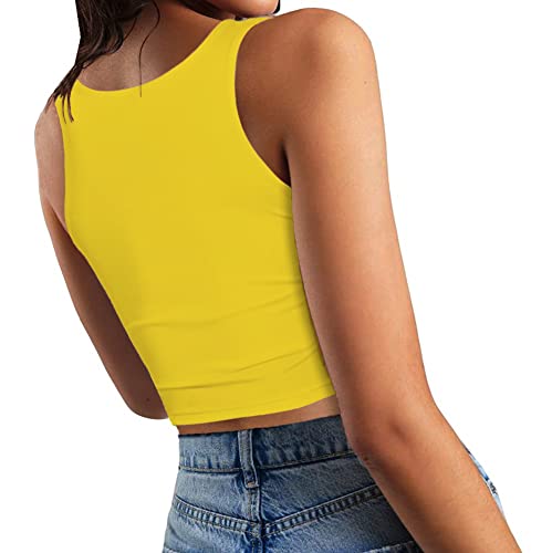 Image of Women's Sexy Sleeveless Crop Tops Double Layer Scoop Neck Cropped Tank Top