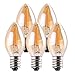 C7 LED-Birne,Genixgreen 0.5W Lichtkerzenlampen,Amber Glow 4w Glühlampenersatz Dekorativer Edison E14 Kandelaber Sockel führte Filament Nachtlampe extrem warmweiß 2200K nicht dimmbar 5 Stück