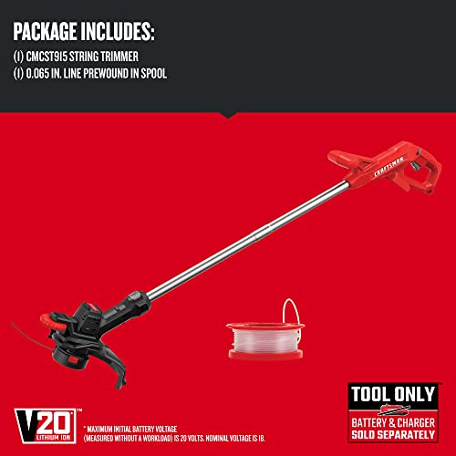 Image of CRAFTSMAN WEEDWACKER V20 Cordless String Trimmer & Edger, 10-inch., Bare Tool (CMCST915B)