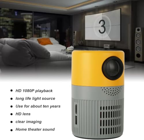 Image of ZYNC S3 Mini Portable Projector for Room, 360P Native LED Projector, 3000 Lumens, 100 Inch Big Screen, Built-in Speaker, Home Theater Movie Projector, Compact Design, Yellow