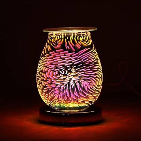 Porcyco Glass Electric Oil Burner Wax Melts, Fragrance 3D Fireworks Aroma Lamp Touch Control Night Light, Aromatherapy Lamp Decor for Home Office Bedroom Living Room Gifts (3D Pattern) Cover