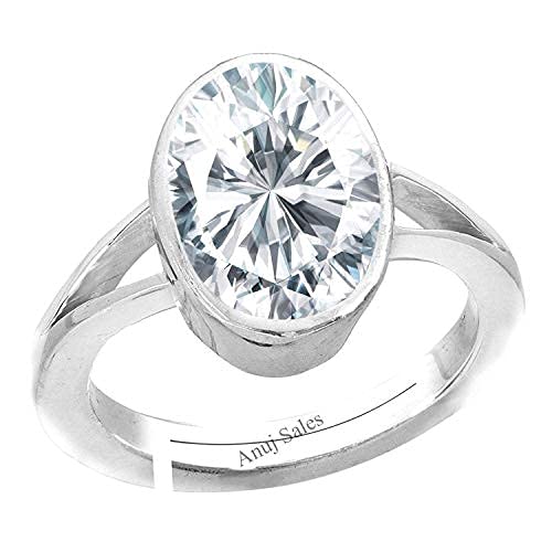 Zircon blanc bague astrologique argent ajustable femme homme pierre 8 Ratti