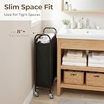 GRANNY SAYS Laundry Hamper, Slim Basket with Wheels and Handles, Black, 80L - Image 4