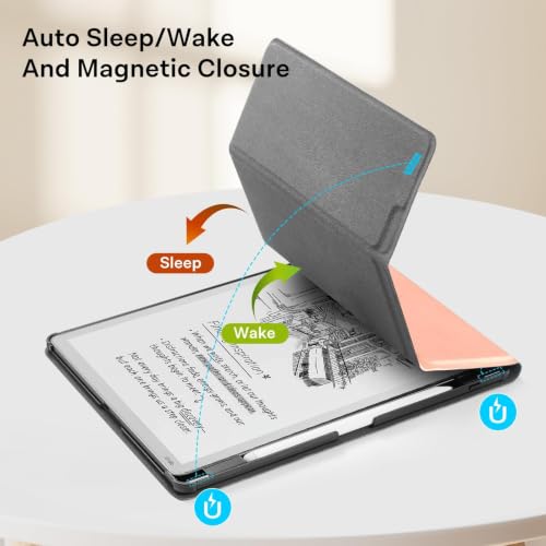 Image of CoBak Case for 11 inch Kindle Scribe 3rd Generation 2025, Kindle Scribe Colorsoft with Two Viewing Angles - All New PU Leather Cover with Auto Sleep Wake, Pen Holder. Sheep Pink