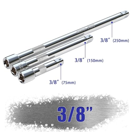 TXXATX 3-Piece CR-V Steel Drive Socket Extension Bar Set (75/150/250 mm) for Ratchet Wrench, 3/8" - Image 2