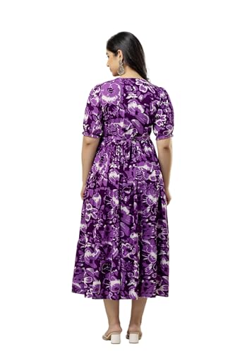 Image of Women's Rayon Anarkali Maternity Ankle Length Dress, Pregnancy Dress,Feeding Kurti,Easy Brest Feeding Dress, with Both Side 9 inch Zipper and Belt