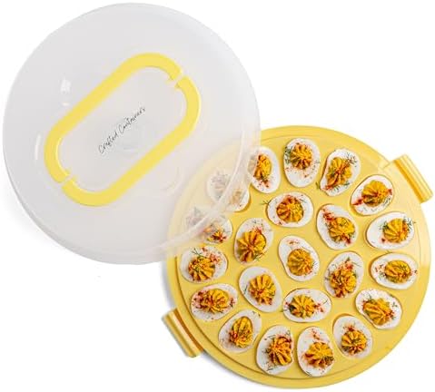 Deviled Egg Carrier with Lid & Handles, 22-Count Portable Tray, D...