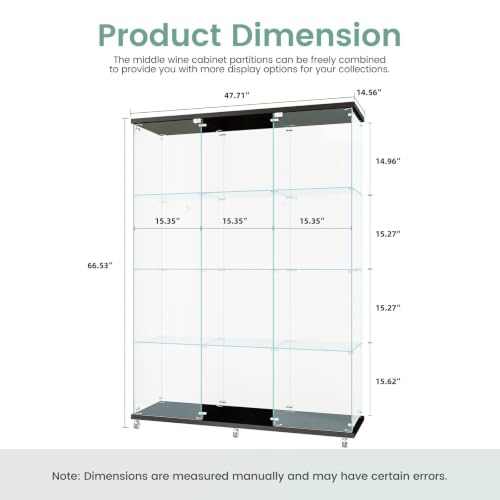 Image of Beauty4U Black Glass Display Cabinet, Extra Large 12-Shelf Curio Cabinet