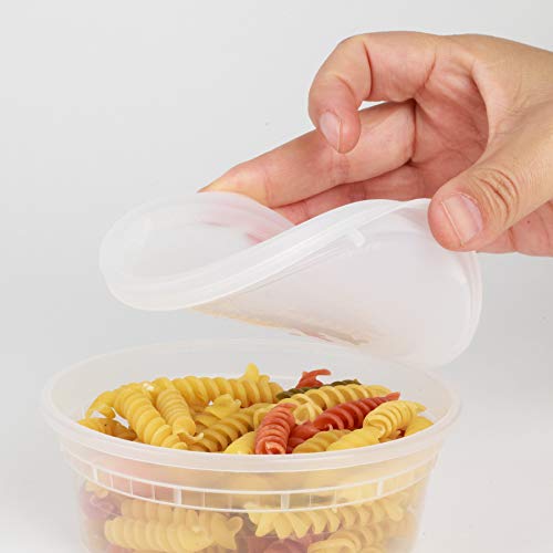 Golden Apple, 24oz-15sets Plastic Food Storage Containers with Lids, Microwavable Translucent Plastic Deli Container and Lid Combo Pack, Stackable, Reusable…