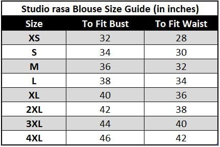 Image of studio rasa Women's Silk Blend Printed V-Neck Padded Readymade Top for Festive Party Wedding