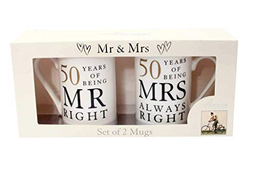 50 Years Mr & Mrs Mugs Amore Mug Set in A Gift Box