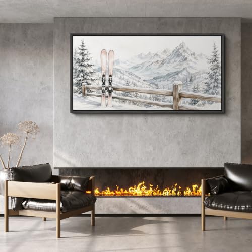 Image of MUDECOR Extra Large Framed Canvas Print Wall Art Ski Art for Living Room
