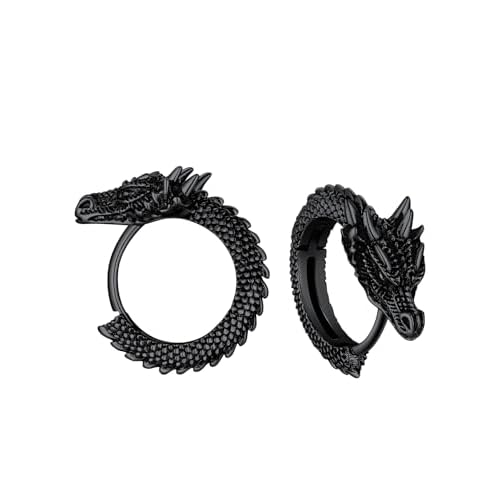 FaithHeart Viking Animals Huggie Hoop Earrings for Men, Gothic Dragon/Snake/Dinosaur/Wolf Earrings Stainless Steel Hypoallergenic Lightweight Stud Earrings Mens Punk Rock Jewelry Gift A-Drag