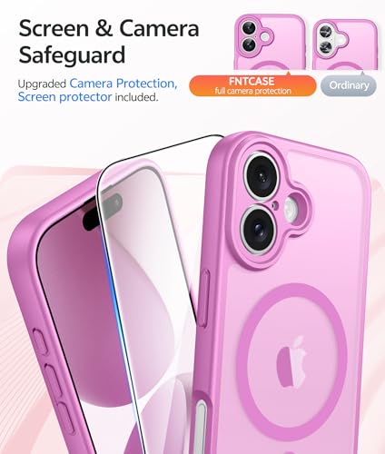 Image of FNTCASE for iPhone 17 Case: [Compatible with Magsafe] Translucent Matte Cases with [Full Camera Protection] [Screen Protector] Military Grade Shockproof Protective Phone Cover - Pink