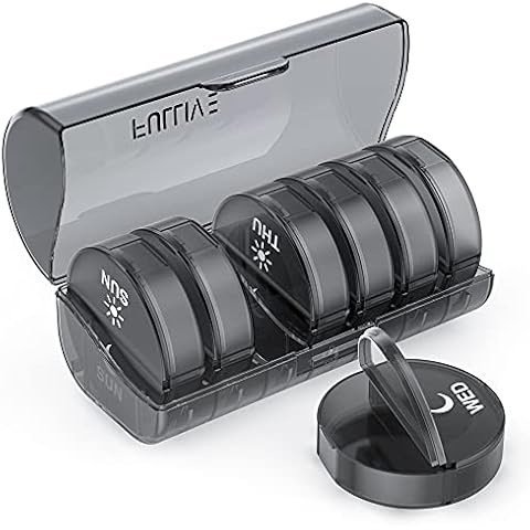 Daily Pill Organizer (Twice-a-Day) - Weekly AM/PM Pill Box, Round Medicine Organizer, 7 Day Pill Container, Vitamin Organizer for Vitamin Fish Oils Supplement Cover