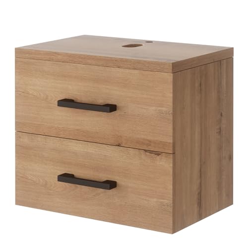 UEV Waschbeckenunterschrank für Gäste-WC/kleines Bad, Waschtisch kleine, Badschrank, Badezimmerschrank, Waschplatz ausreichend Stauraum Platzsparender 60,5 x 40,5 x 53,2 cm, Natur