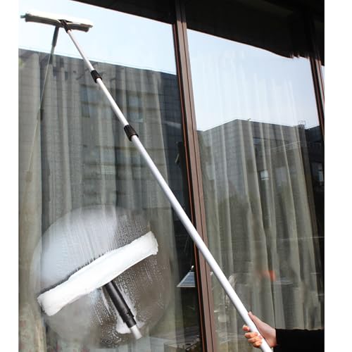 Rasqueta Limpiacristales Limpiador de Ventanas de Gran Altura para Segundo Piso, Herramienta de Lavado de Ventanas con Mango Largo, Herramienta Telescópica para Limpieza de Ventanas, Equipo de Limpiez