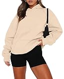 onlypuff Basic Hooded Sweatshirts Women Long Sleeve Kangaroo Pocket Tops off white XL