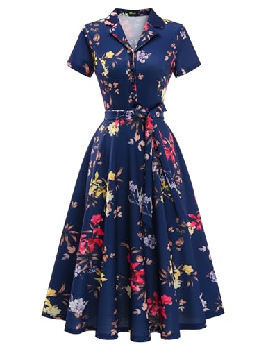 Image of Wedtrend Women's Vintage Tea Dress, Short Sleeve Cocktail Party Dress Work Church Casual Dress
