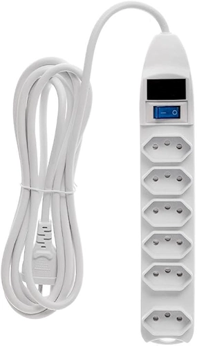 Filtro de Linha Profissional com 6 Tomadas, Protetor de Surtos Elétricos para Equipamentos Eletrônicos