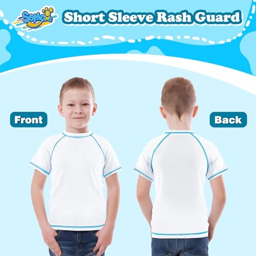 Image of Semois Boys Rash Guard Swim Shirt Short Sleeve Swimwear Toddler Kids Youth Rashguard Water Shirt UPF+ 50 Quick Dry Shirt