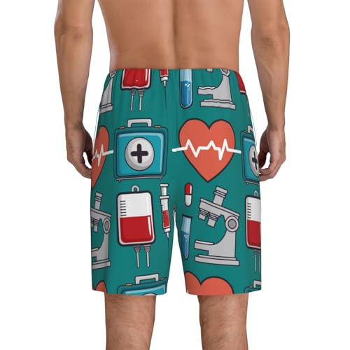 Medical Elements Print Men’s Sleep Shorts Bottoms Soft Comfy Pajama Wear Pants With Drawstring Pockets3