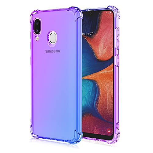 HUANGTAOLI Case for Samsung Galaxy A20e Airbag Drop Protection Gradient Color Bumper Phone Case Purple/Blue