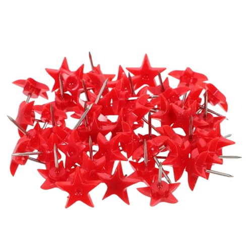 SHINEOFI 50 Piezas Lindas Tachuelas Alfileres Coloridos decoración de Oficina chinchetas Decorativas Tachuelas de Pulgar Suaves alfileres de Papel chinchetas para Pared Metal Rojo