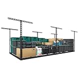 TOPIRON 4x8 FT Overhead Garage Storage Rack, 26'-40' Height Adjustable Heavy Duty Garage Ceiling Storage Rack, 750LBS Capacity Metal Hanging Organizer System for Garage
