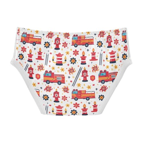 visesunny Boys Cotton Underwear Fire Truck Ladder Flower Printed Toddler Soft Training Briefs Size 2T-8Y for Kids2