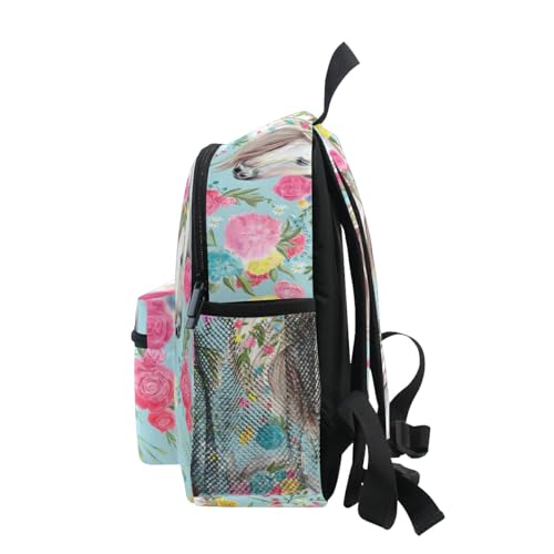 Horse And Flower Toddler Backpack Preschool Backpack Travel Bag for 3-8 Years Baby Girl Boy4