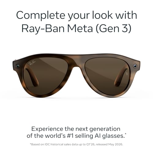 Image of Meta Ray-Ban (Gen 3) Aviator, Havana, Transitions Brown, AI Glasses with Camera for Men, Women