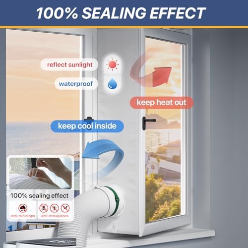 LOVIGA 400CM(157") Portable AC Window Seal, 100% Airtight Casement Window Vent Kit Seal Kit for Portable Air Conditioner & Ventilation System, Easy to Install, No Drilling — view 2
