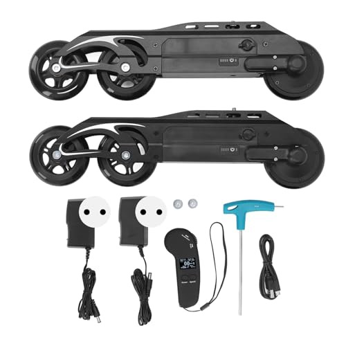 Tbest Patines de Ruedas Eléctricos, Mano de Obra Exquisita, sin Esfuerzo, Deslizamiento Suave, Patines de Ruedas Eléctricos con Tracción Doble (Enchufe Europeo (100 240 V))