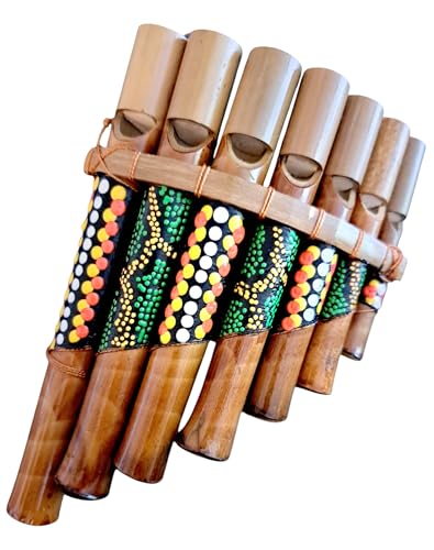 Flûte de pan en bambou,artisanale Décorée 7 notes,musique Péruvienne