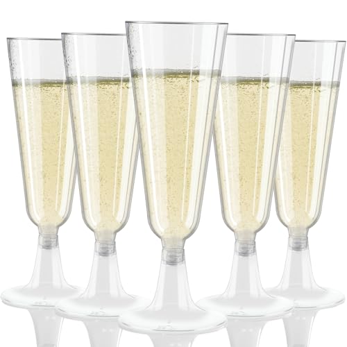Sektgläser Plastik 25 Stück 150ml Sektgläser Kunststoff Mehrweg Hochwertig Sektflöten Champagnerflöten Plastik Cocktailgläser Sektbecher für Hochzeiten, Geburtstage, Partys Camping,Transparent