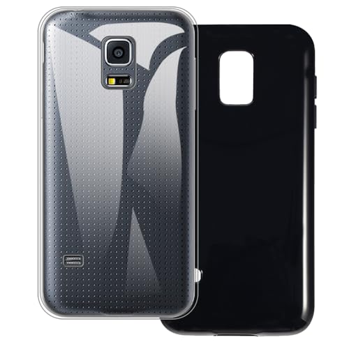 UOGNADGD 2-Pack TPU Case Compatible with Samsung Galaxy S5 Mini Phone Cover - Shockproof Flexible Protective Accessories with Precise Cutouts (Clear+Black)