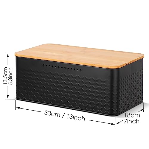 Chuboir Bread Bin, Metal Bread Box with Bamboo Lid Usable as Cutting Board - Image 2