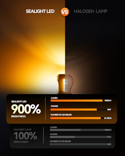 Image of SEALIGHT 3157 Switchback LED Bulbs 3057 3457 4157 Dual Color Amber /White Anti Hyper Flash With Extra Resistor Error Free Turn Signal Lights and DRL /Parking Lights, 2PCs