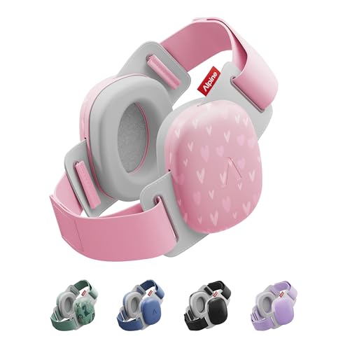 Image of Alpine Muffy Baby Comfort - Protects Hearing for Babies and Toddlers - CE & ANSI Certified - Headband for Safe fit & Comfort - Adjustable for Ages 3-48 Months - 24dB Sound Reduction, Hearts
